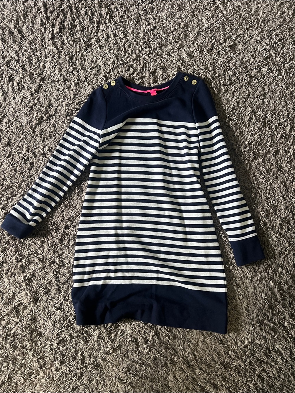 Lilly Pulitzer Navy and White Striped Long Sleeve Dress